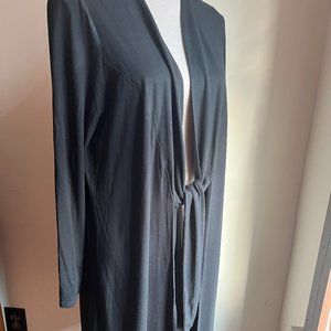 J. JILL Wearever Collection Jacket Size M Black Open Front Long Sleeve Tie Front